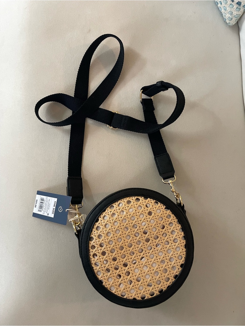 Universal Thread Black and Natural Woven Round Crossbody